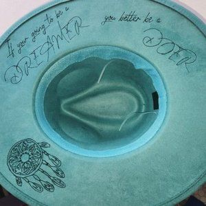 Teal western Burned hat Brand new without tags